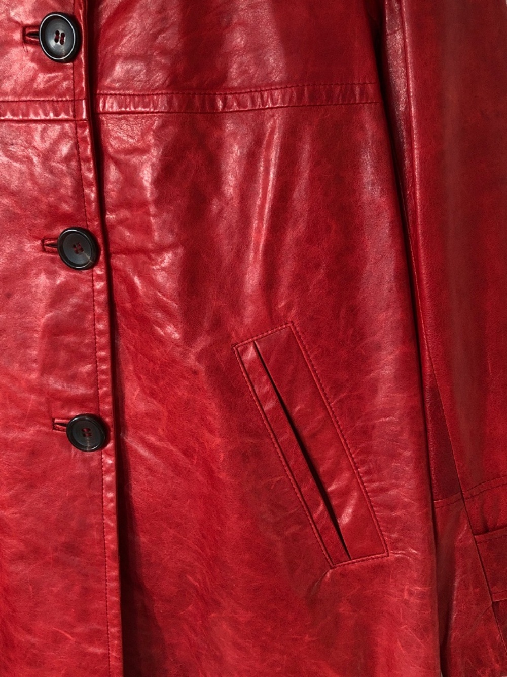 Danier Red Trench Style Leather Coat - Picture 6 of 8